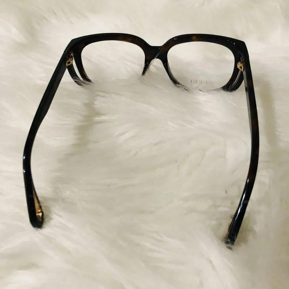 Gucci‎ Fashion Rectangle Optical Glasses Brown Black One Size